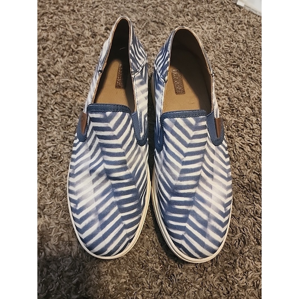 Olukai‎ Pehuea Pa'i Women's Size 7 Blue/White Slip-On Shoes